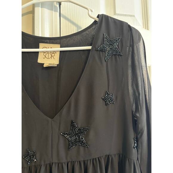 Chaser beaded star black maxi dress sz M - Picture 6 of 16